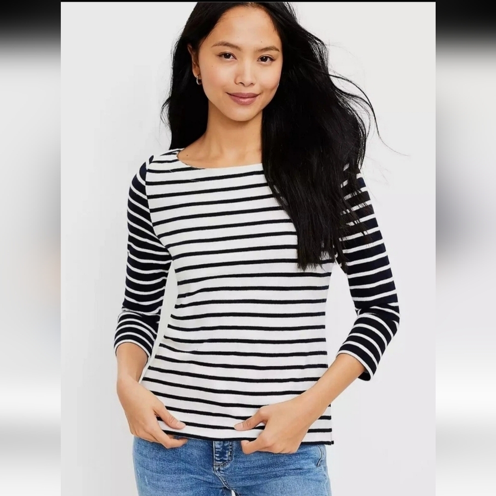 Loft Striped Sailor Sweater Fishermancore Coastal Grandma Nautical Old‎ Money